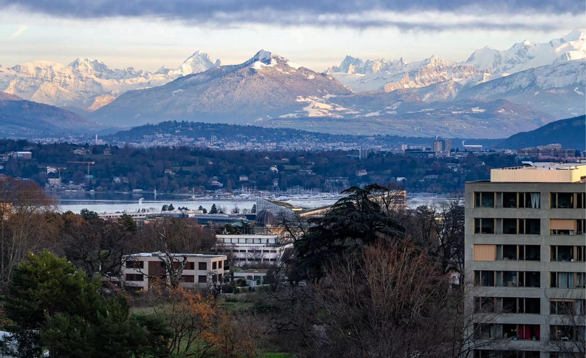 Paysage du canton de Genève avec une belle vue aérienne 
